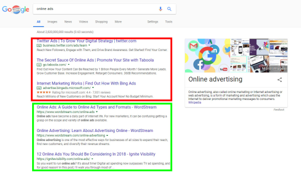Google 搜索引擎结果页面示例图